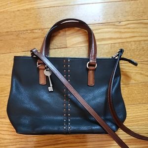 FOSSIL LEATHER CROSSBODY TOTE BAG